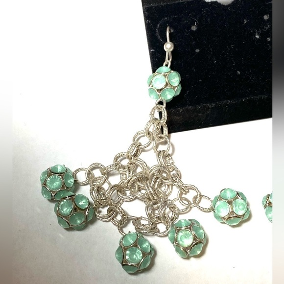 Bloomingdale’s Earrings Dangles Chandeliers Silver Tone Rhinestones - Picture 2 of 9